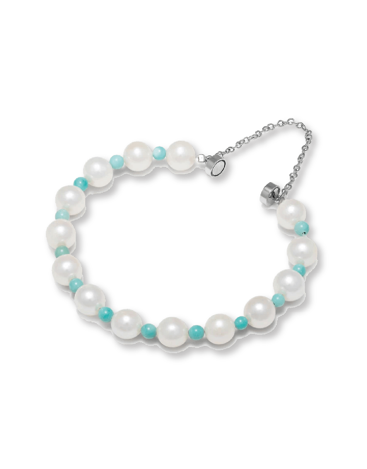 White Pearl and Turquoise Bracelet,白珍珠拼綠松石手鐲